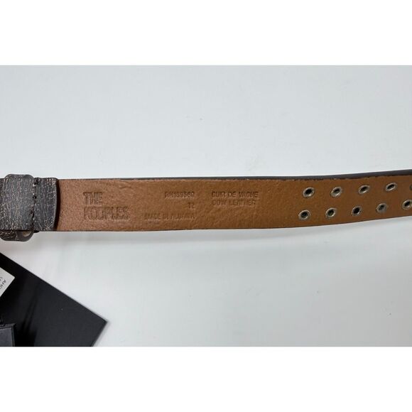 NEW The Kooples Women\'s Thin Cracked Brown Leather Studded Belt Size 2 (S/M)